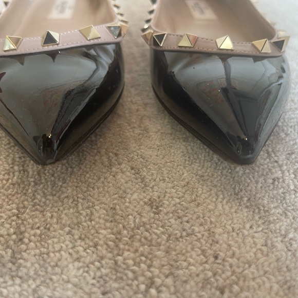 Valentino Black and Gold Studded Flats - Picture 4 of 5